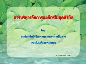 การบริหารจัดการองค์กรในยุคดิจิทัล - ศูนย์เทคโนโลยีสารสนเทศและการสื่อสาร กรมส่งเสริมการเกษตร